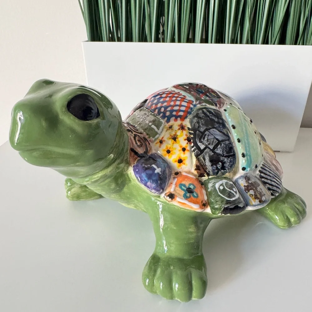 Colorful Ceramic Turtle Figurine - Picture 2 of 8